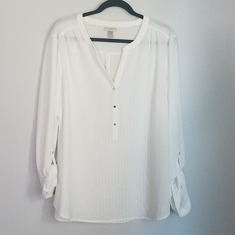 Roz & ALI White Blouse Women Size XL